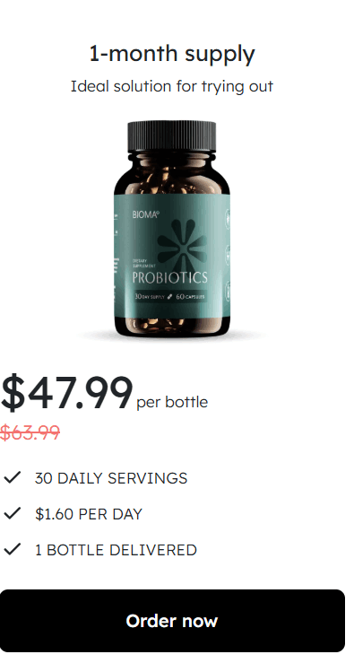 Bioma Probiotics 1st pricing